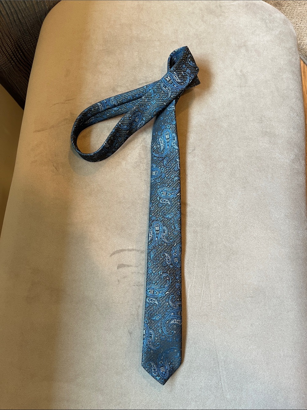 Sergio Valente Teal and Navy Paisley Skinny Tie